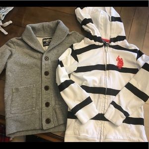 Grey knit cardigan and zipped hoodie bundle 4T